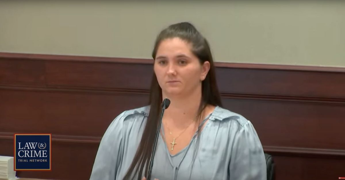 Hannah Payne testifies in court during her murder trial