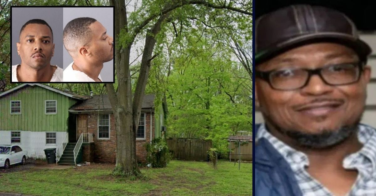 Background: Brighton Road home in Birmingham, Alabama where remains of Donald Cash, 52, were found in backyard prior to police charging his son, Ledarius Cash, 30, with murder in Dec. 2023. (GoogleMaps screenshot)/Inset bottom left: Ledarius Cash booking photo Birmingham Police Department 