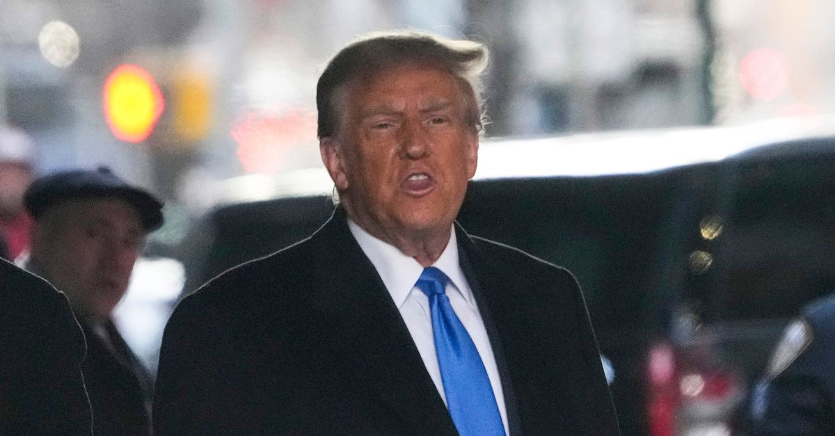 Former President Donald Trump leaves his apartment building in New York, Monday, Jan. 22, 2024. (AP Photo/Seth Wenig, File).