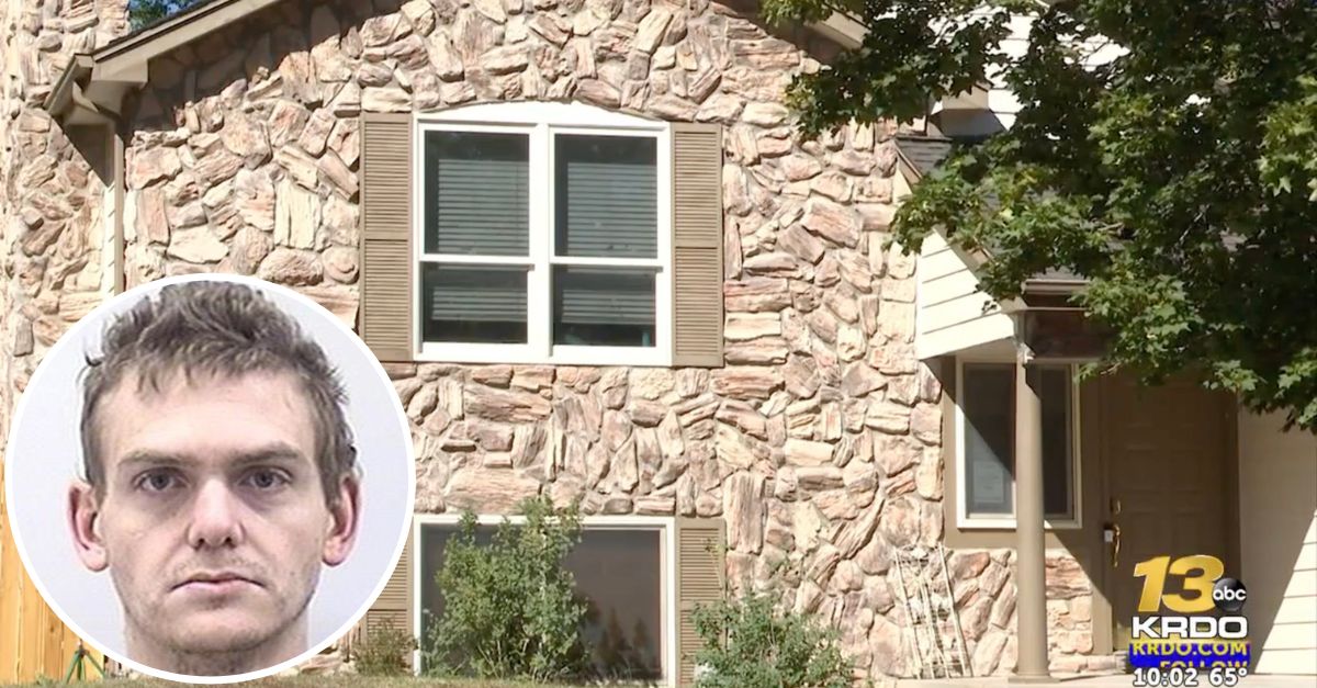 Cody Lee Parker (Colorado Springs Police Department) and the home where he killed his mom and stepdad (KRDO screenshot)