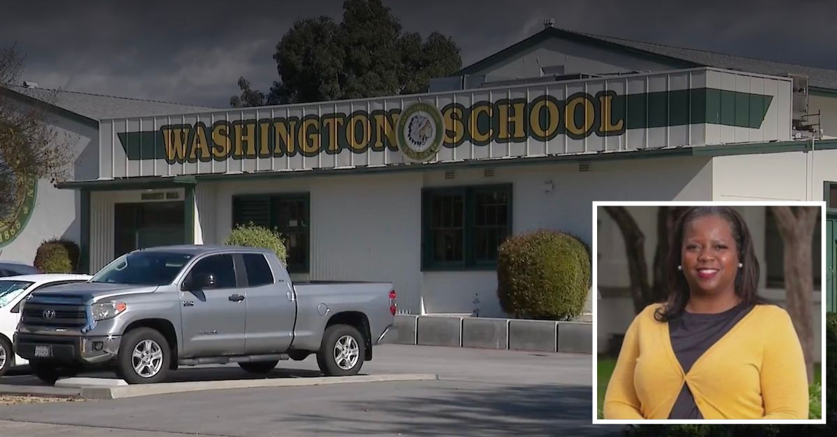 Nina Denson (San Gabriel Unified School District) and Washington Elementary School (KTLA screenshot)