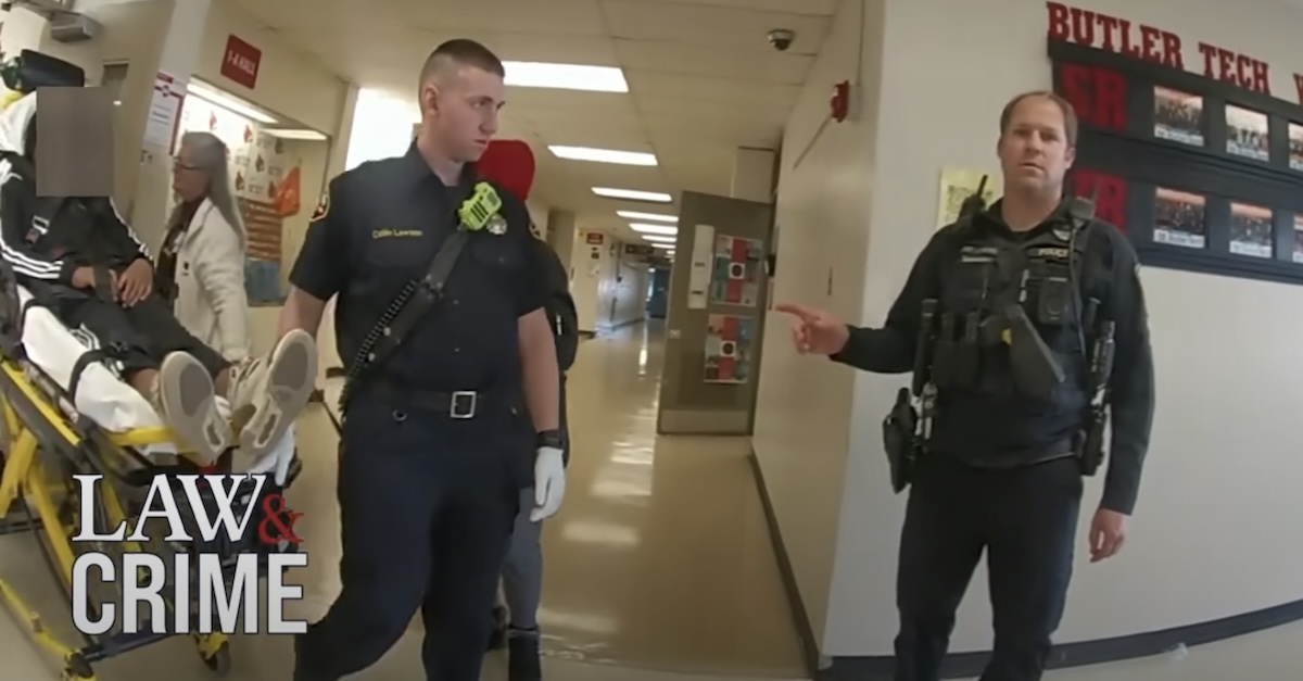 Police officers responding to an asault at Colerain High School (Law&Crime:Colerain Police bodycam screenshot)