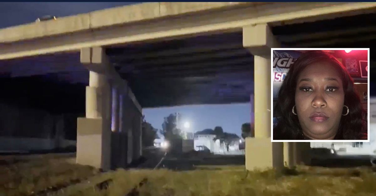 Shirlene Napoleon Alcime and the overpass she allegedly leapt from early Friday morming (WFOR screenshot)