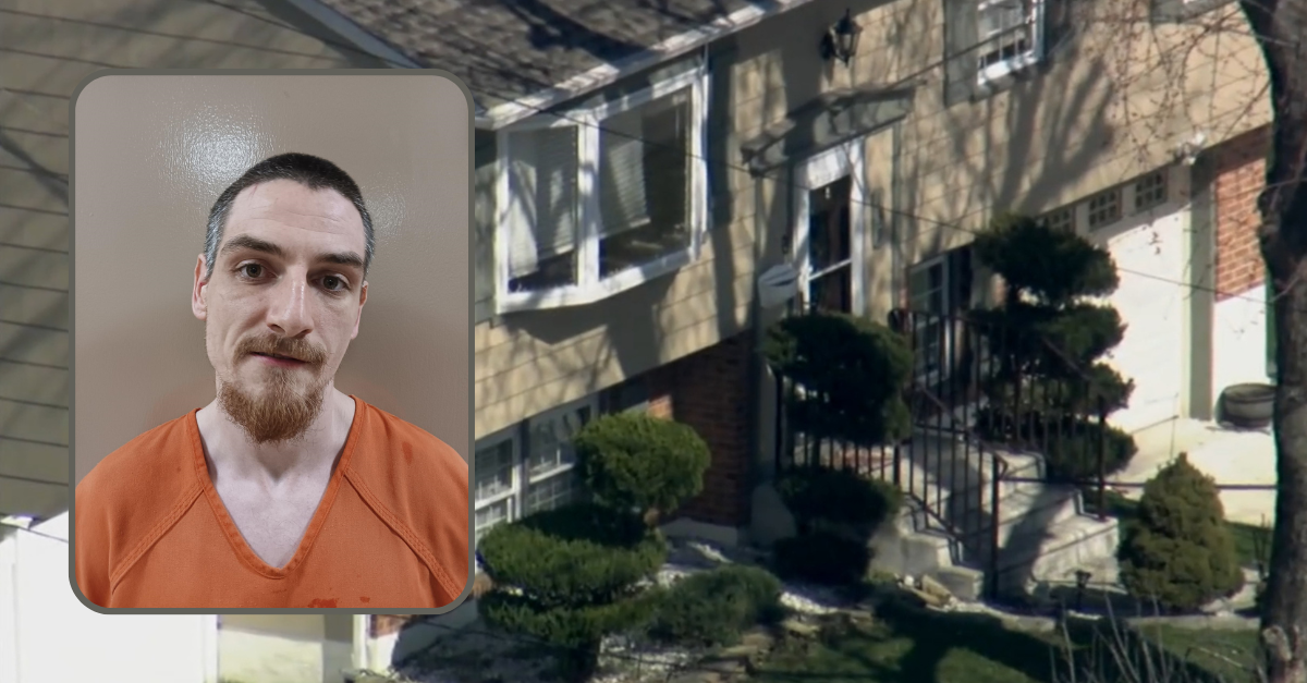 James Doran beat his mother to death at this home in Gloucester Township, New Jersey, police said. (Mug shot: Bedford County Correctional Facility; screenshot: WPVI) 