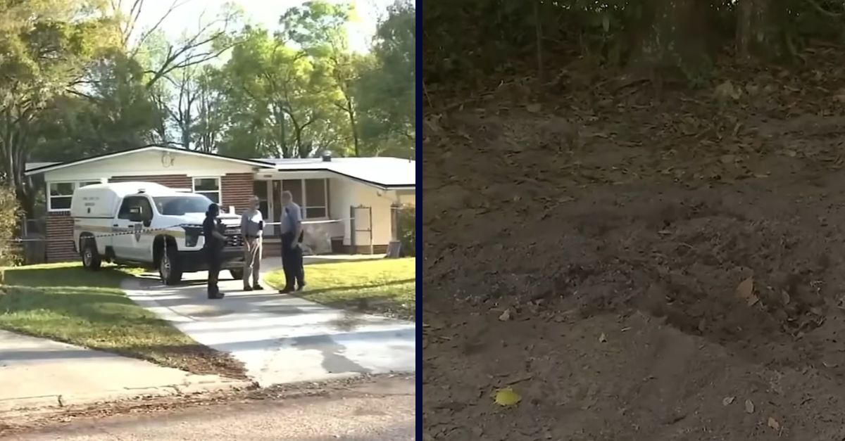 Human remains were found in a backyard in Jacksonville, Florida, on Wednesday, March 13, 2024. (Screenshots from WJXT/YouTube)