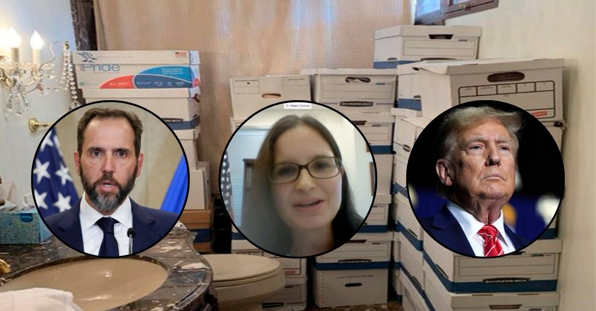 Background: This image, contained in the indictment against former President Donald Trump, shows boxes of records stored in a bathroom and shower in the Lake Room at Trump