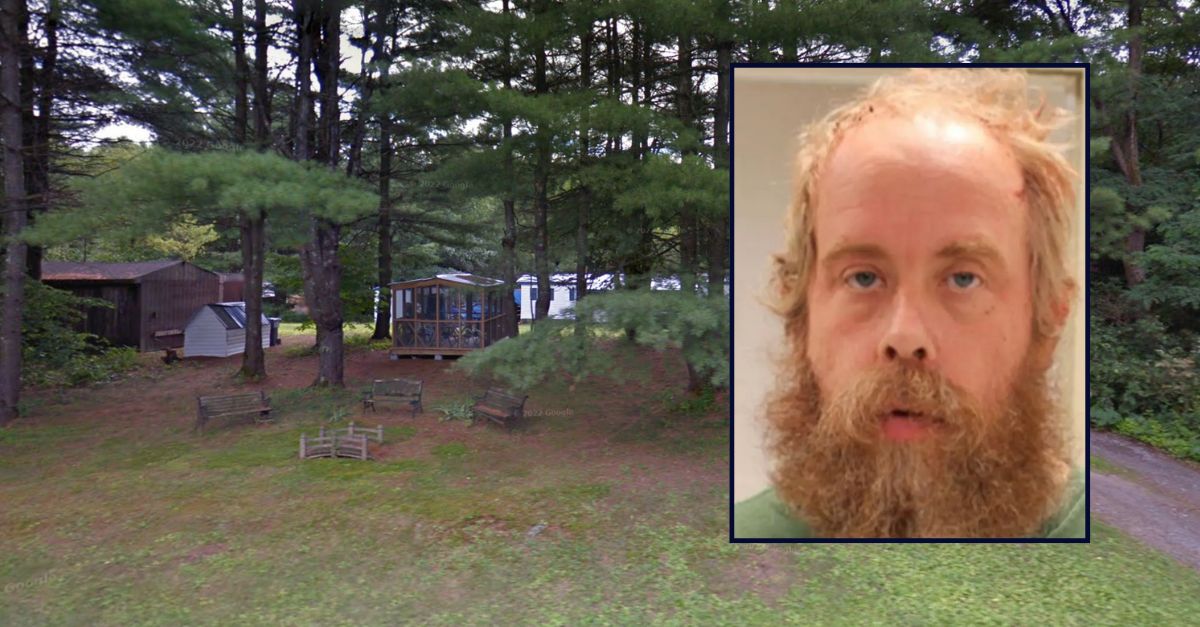 Craig Ross appears inset against an image of the area where he kept a kidnapped girl last fall
