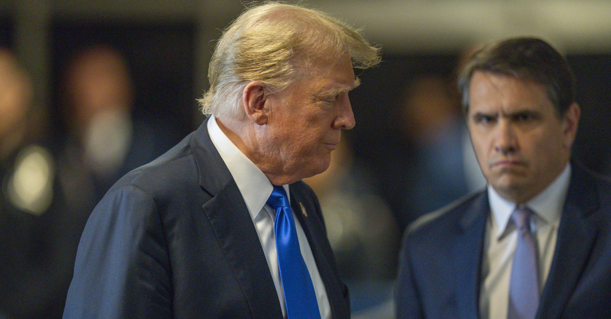 Former President Donald Trump arrives at Manhattan criminal court during jury deliberations in his criminal hush money trial in New York, Thursday, May 30, 2024.