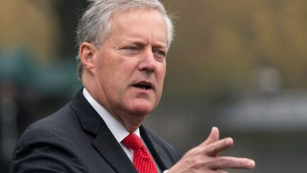 FILE - Mark Meadows speaks with reporters at the White House, Oct. 21, 2020, in Washington. Meadows, chief of staff for former President Donald Trump, was among those indicted Wednesday, April 24, 2024, in an Arizona election interference case. (AP Photo/Alex Brandon, File)