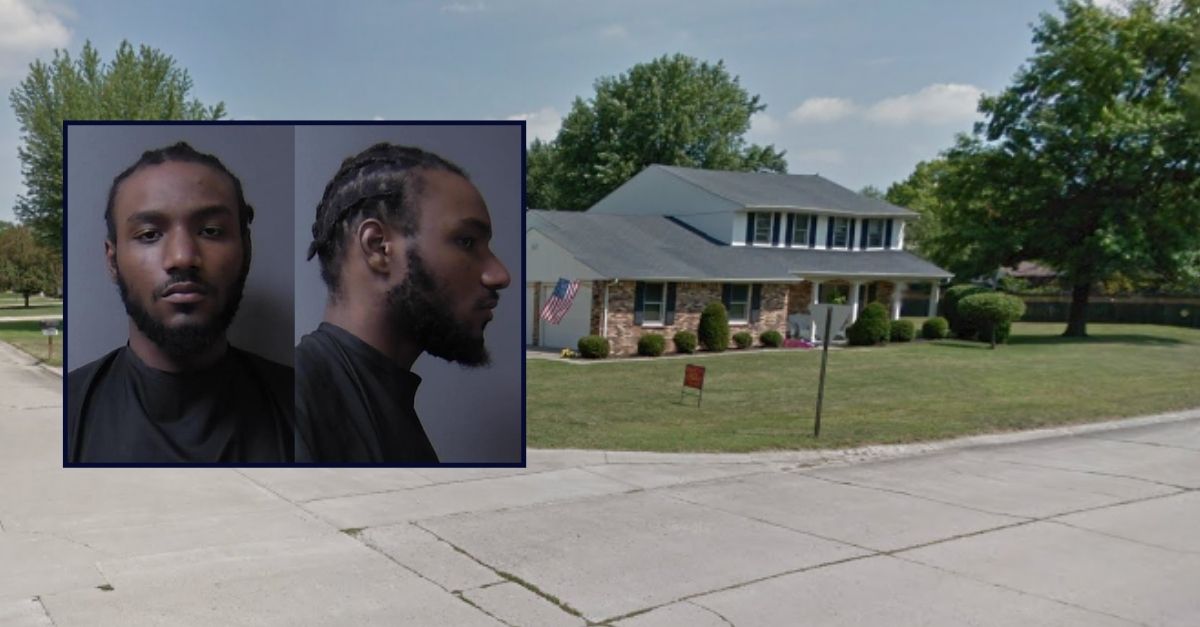 Caleb Ingram appears inset against an image of the suburban home where his brother was killed.