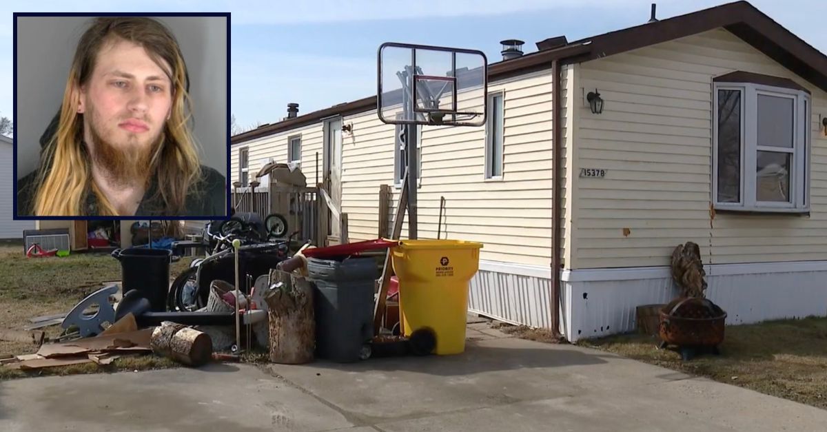 Inset: Jonathon Matthew Cheek (Macomb County Jail). Background: The home where Cheek