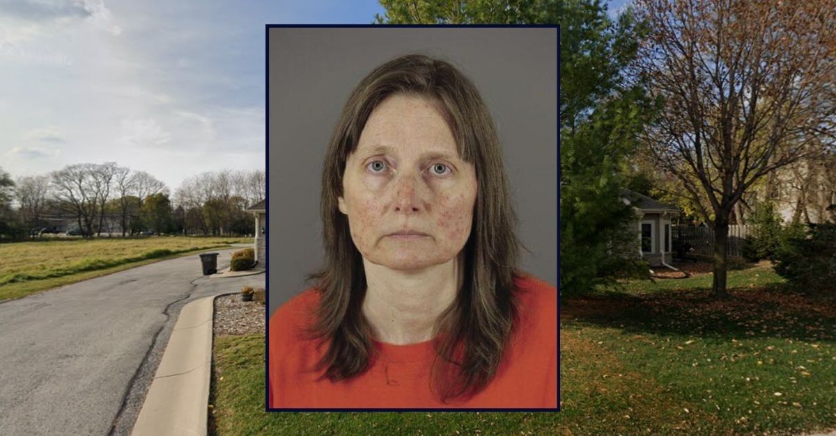 Amy S. Laszkiewicz appears inset against an image of the residence where she allegedly allowed her daughter to starve to death