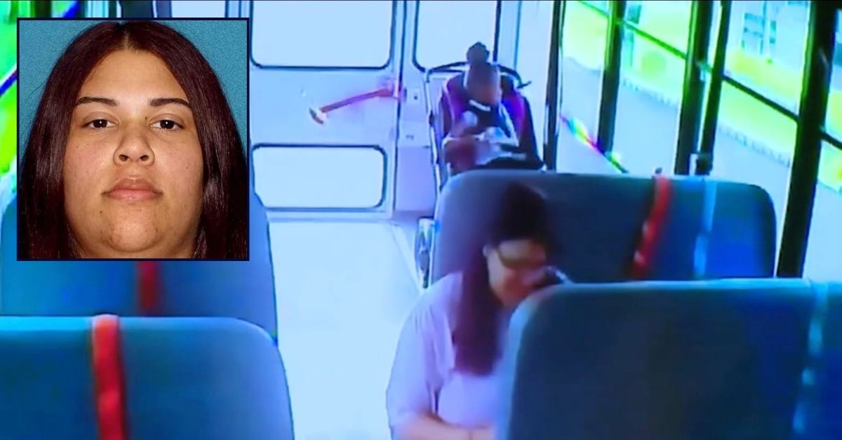 Main: Amanda Davila and Fajr Williams riding the bus on July 17, 2023 (WCBS). Inset: Davila (Somerset County Prosecutor’s Office).