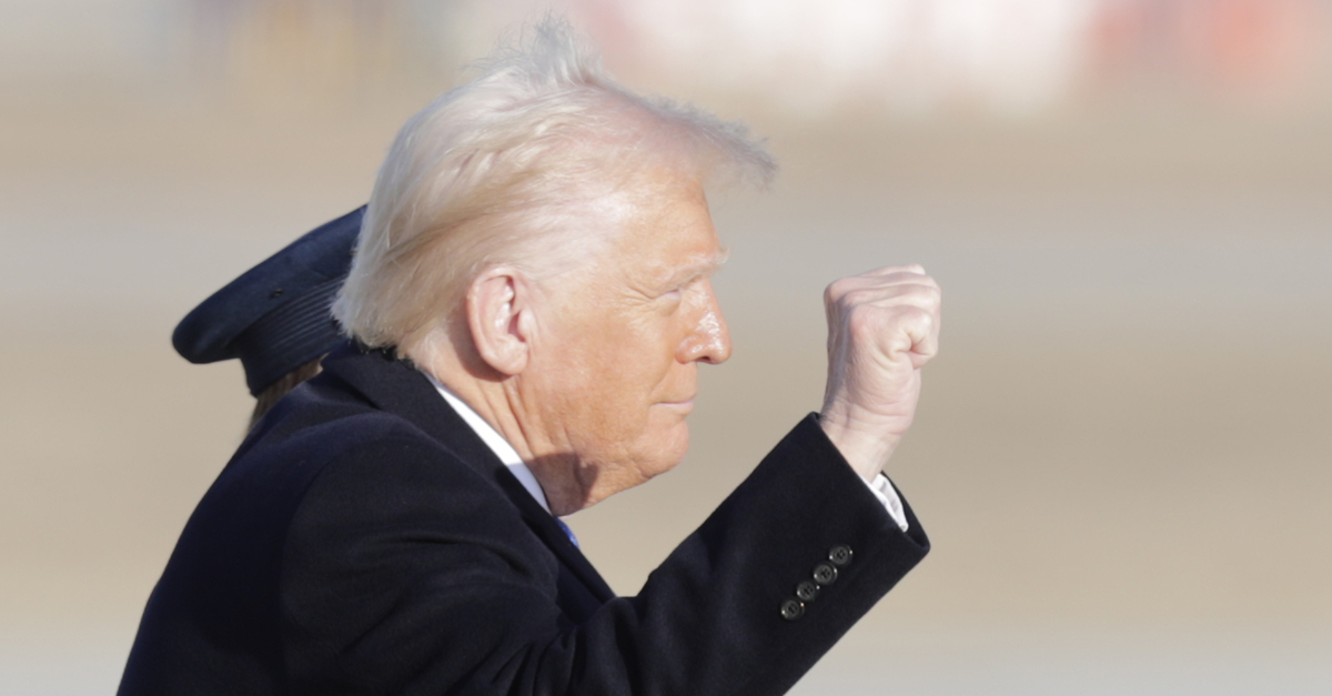 Donald Trump with his fist in the air.