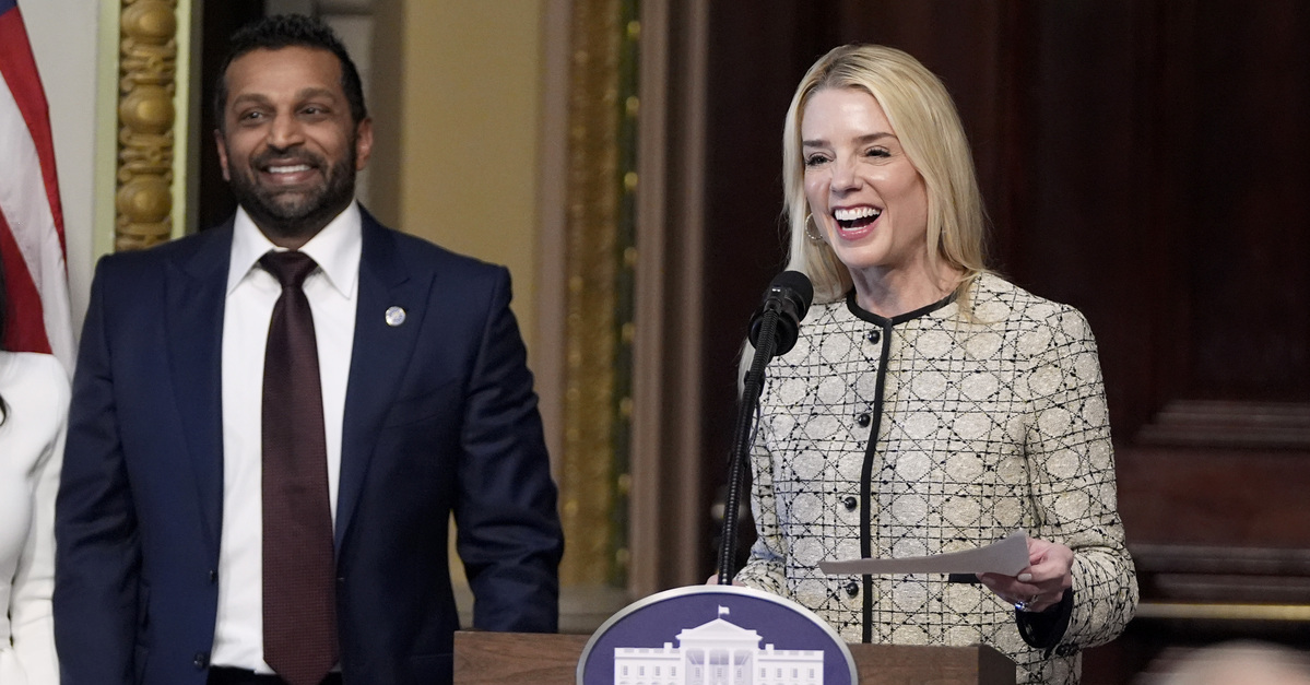 Left to right: Kash Patel and Pam Bondi.