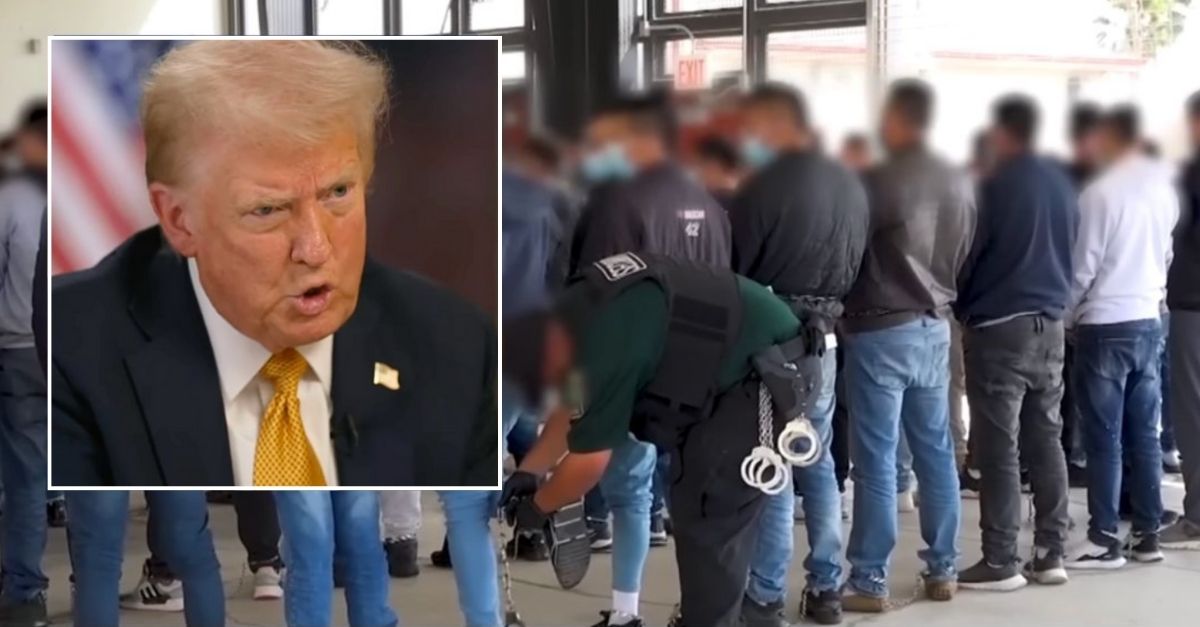  President-elect Donald Trump connected  “Meet the Press” Sunday, Dec. 8, 2024 (NBC News/YouTube). Background: U.S. Immigration and Customs Enforcement conducting a raid (Fox News/YouTube). Inset: Screengrab from the ACLU's ongoing societal  media run  against wide    deportations (ACLU/Instagram).