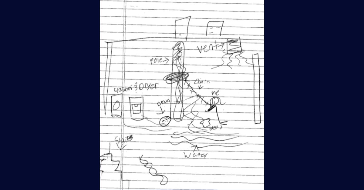 A drawing of David Boyd’s basement that was done by his alleged victim (Milwaukee Police Department/Milwaukee County).