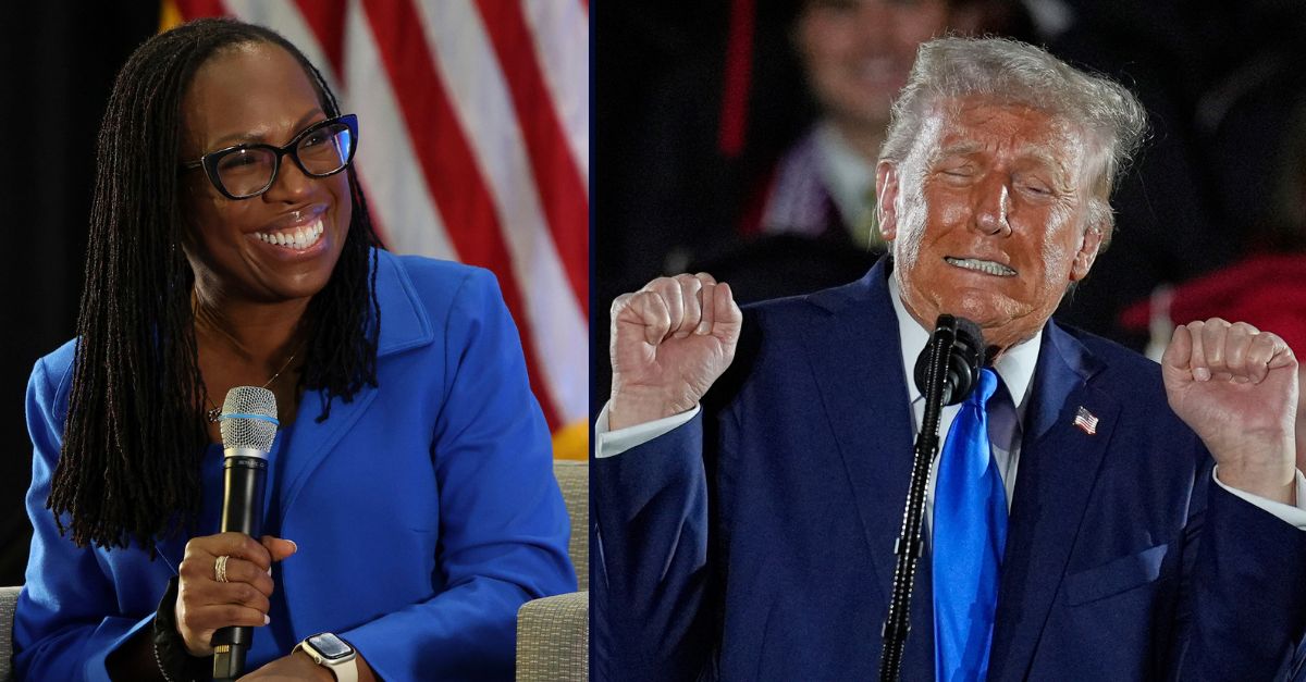 Ketanji Brown Jackson, on the left; Donald Trump, on the right.