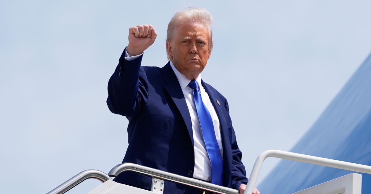 President Donald Trump boards Air Force One, Monday, May 12, 2025, astatine  Joint Base Andrews, Maryland (AP Photo/Alex Brandon).