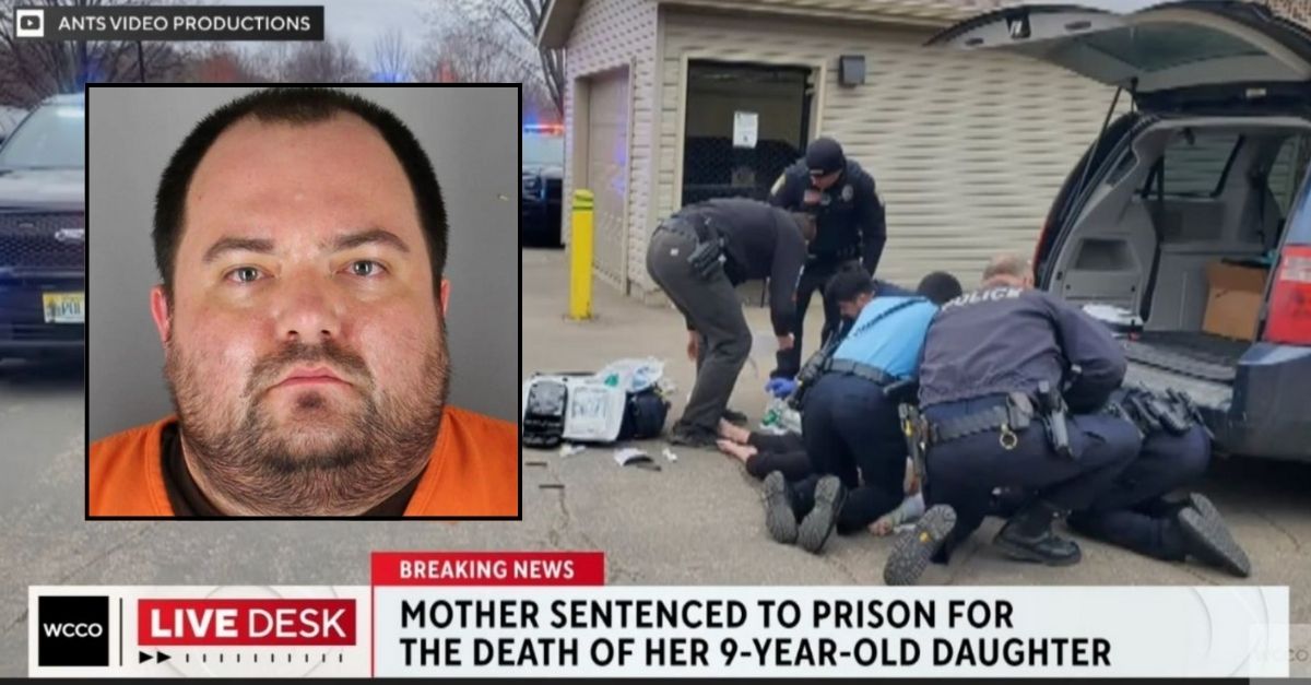 Inset: Anthony Modrow (Hennepin County Jail). Background: Rachel Modrow