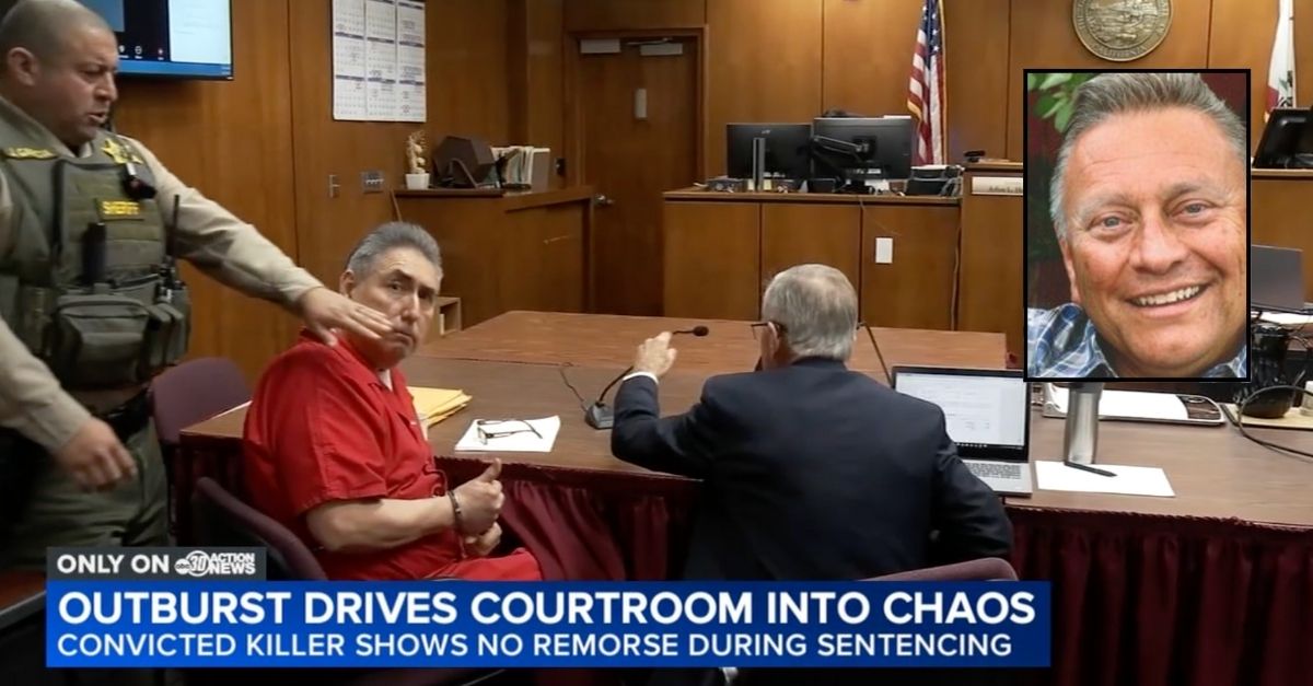 Inset: Israel Trevino Jr. (Wallin Funeral Homes). Background: Joe Gomez Jr. giving a thumbs up at his sentencing hearing right before Israel Trevino Jr.