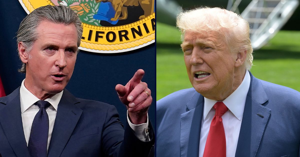 Gavin Newsom, on the left; Donald Trump, on the right.
