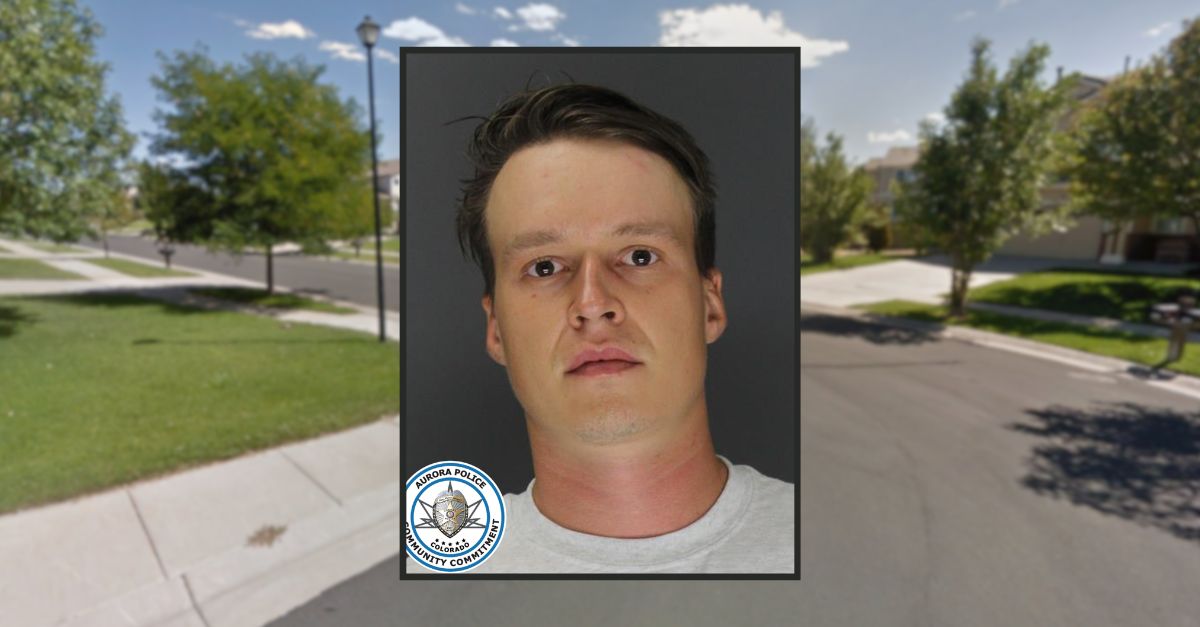 Inset: Orest Schur (Aurora Police). Background: The street where Schur discovered teens allegedly trying to steal his car (Google Maps).