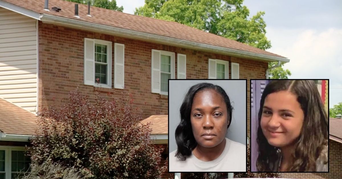 Left inset: Shemeka Williams (Fairview Heights Police Department). Right inset: Mackenzi Felmlee (Facebook/KSDK). Background: The foster home where Mackenzi Felmlee was allegedly murdered in Fairview Heights, Ill., in May 2024 (KSDK/YouTube).
