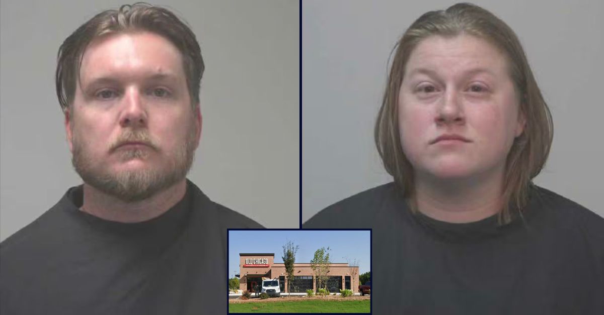 Main, left to right: Craig Banks and Paetyn Gregory (Coweta County Jail). Inset: The bar where Banks and Gregory allegedly fed their 1-year-old beer (Google Maps).