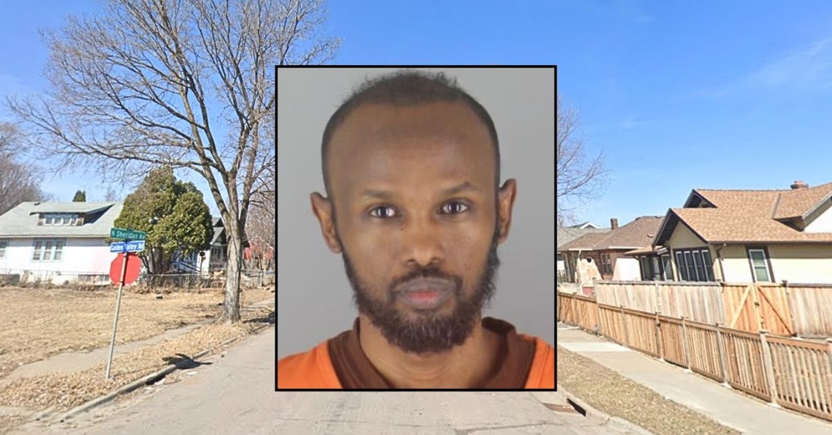 Inset: Qalinle Dirie (Hennepin County). Background: The 1900 block of Sheridan Avenue North in Minneapolis, Minn., where Qalinle Dirie grabbed a 12-year-old girl from her backyard last year (Google Maps).