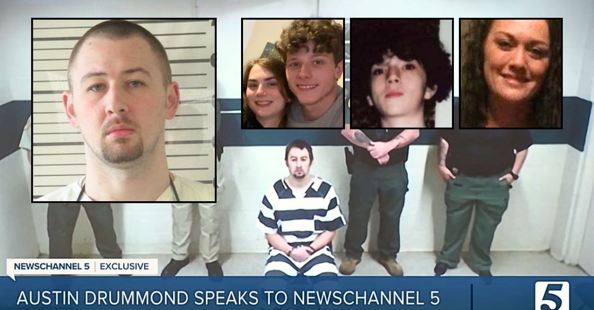 Far left inset: Austin Drummond (Tennessee Department of Correction). Smaller insets, from left: Austin Drummond
