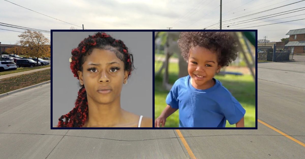 Inset, left to right: Kimora Launmei Hodges (Roseville Police Department) and her victim, 23-month-old Kyrie (GoFundMe). Background: The area in Michigan where Hodges lived when she killed the victim (Google Maps).