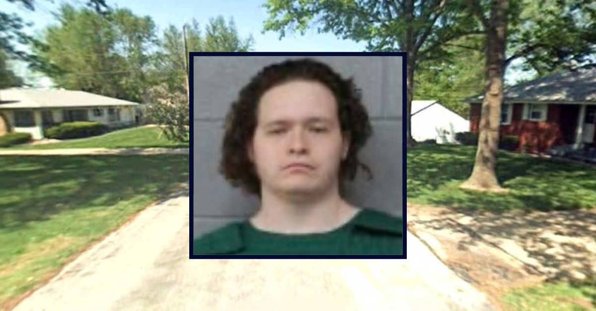 Inset: Storm L. Sinclair (JCDC). Background: The block in Missouri where Sinclair allegedly beat his newborn son (Google Maps).