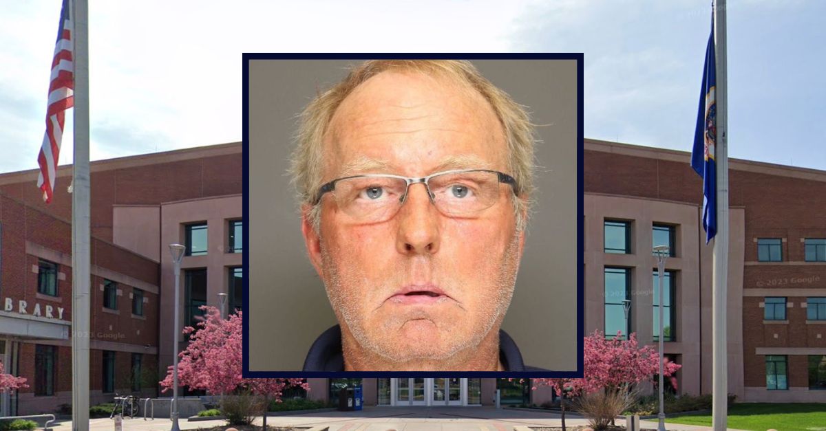 Inset: Troy Michael Mitteness (Dakota County Jail). Background: Dakota County District Courthouse (Google Maps).