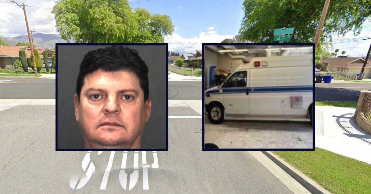 Inset, left to right: Guillermo Cascante and the van he allegedly used to kidnap an 11-year-old girl in California (San Bernardino Sheriff