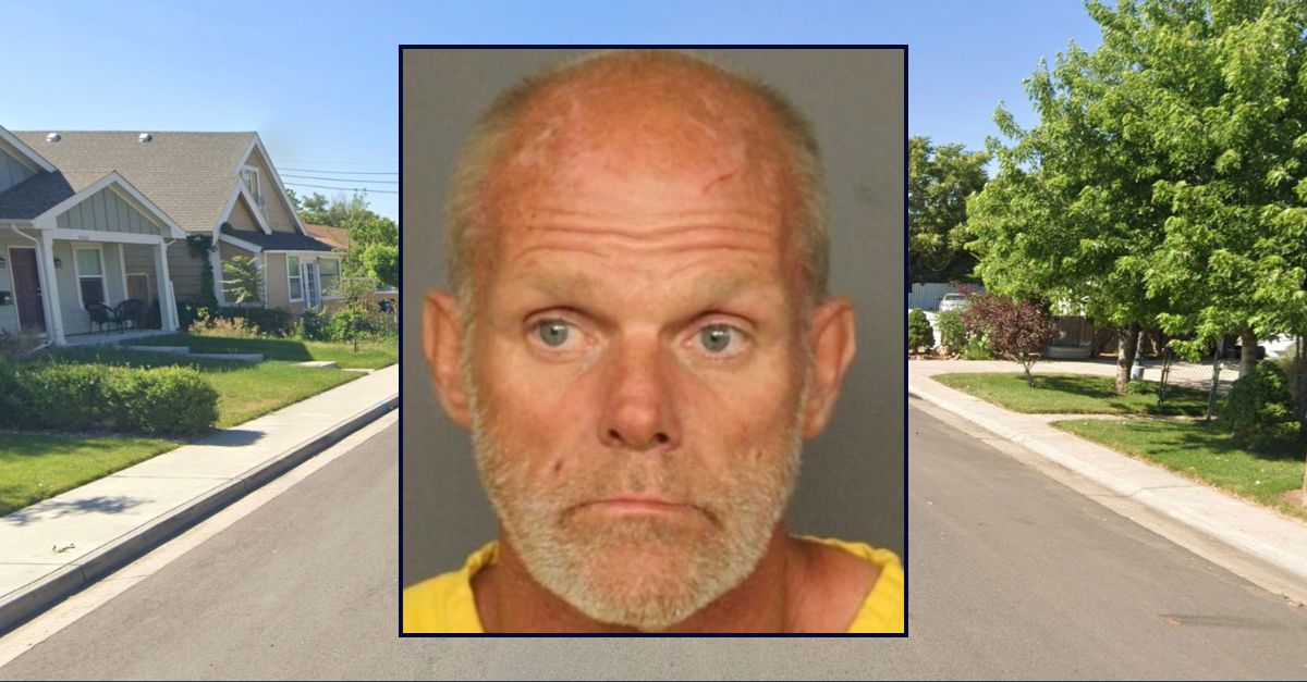 Inset: Brian Mervin (Denver Police Dept.). Background: The area in Denver where Mervin killed his wife last year (Google Maps).