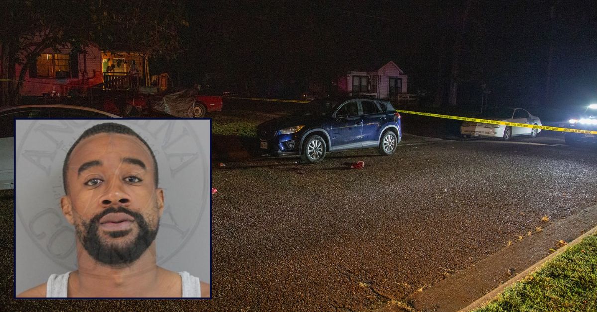 Inset: Jamarcus D. Doggett (Lufkin Police Dept.). Background: The area in Texas where Doggett allegedly killed his girlfriend