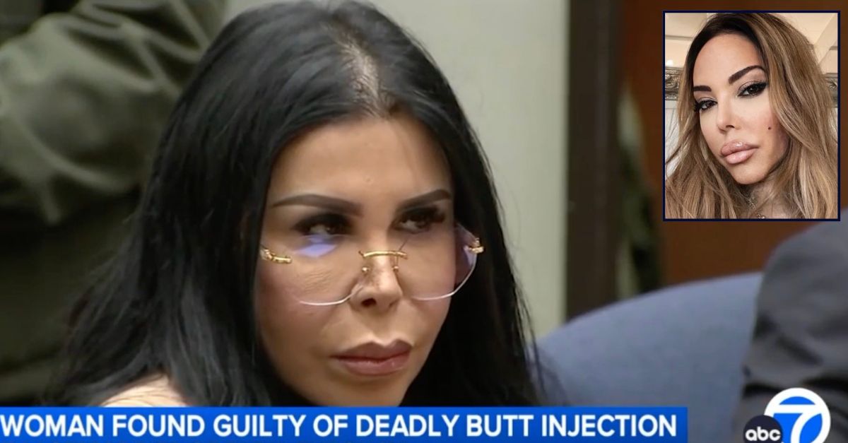 Main: Libby Adame in court in Los Angeles County in October 2025 (KABC). Inset: Cindyana Santangelo (Facebook).