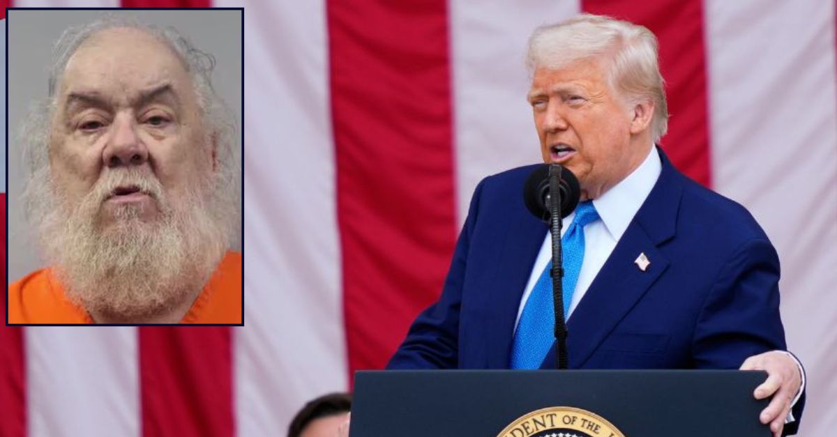 Main: President Donald Trump delivers the Memorial Day Address at the 157th National Memorial Day Observance at Arlington National Cemetery, Monday, May 26, 2025, in Arlington, Va., as Vice President JD Vance and Secretary of Defense Pete Hegseth, right, look on (AP Photo/Julia Demaree Nikhinson). Inset: Michael Ray Sigmon (West Virginia Dept. of Corrections and Rehabilitation).