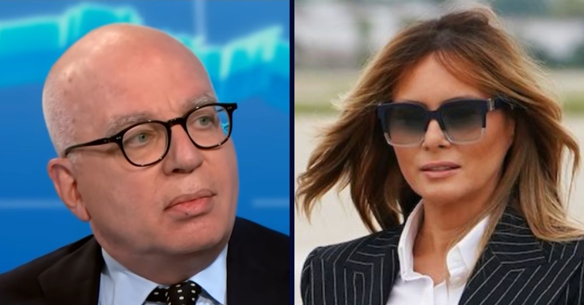 Left: Michael Wolff (CNN/YouTube). Right: First Lady Melania Trump (Photo by MANDEL NGAN/AFP via Getty Images).