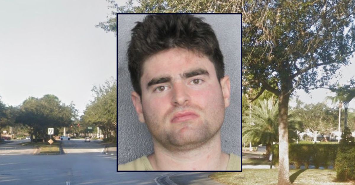 Inset: Rafe A. Chikovsky (Broward County Sheriff's Office). Background: The area in Florida where Chikovsky allegedly battered his pregnant girlfriend (Google Maps).
