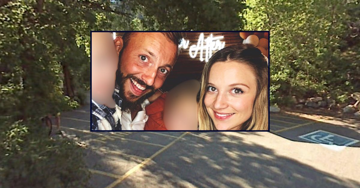 Micah Smith and his wife appear inset against an image of a trailhead in Utah.