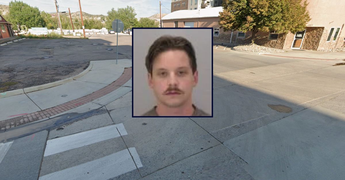 Samuel Michael appears inset against an image of a crosswalk where he struck and killed a man in Colorado.
