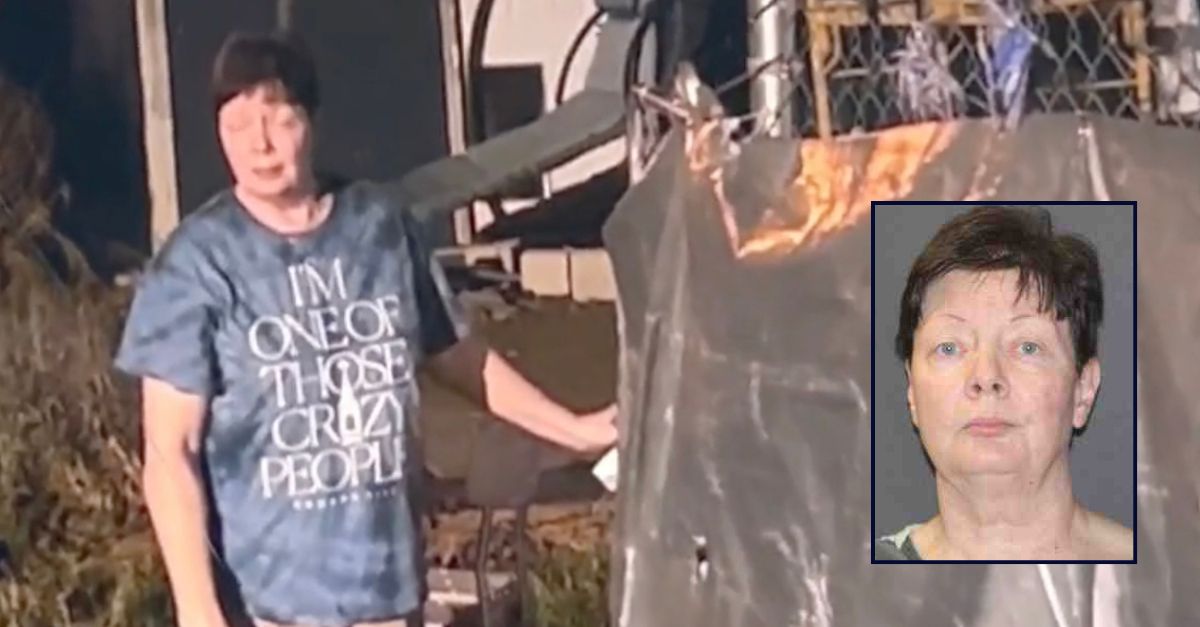 Inset: Kandy Thompson (Jones County Jail). Background: Thompson allegedly locking her daughter in a dog kennel on Saturday (KTAB/KRBC).