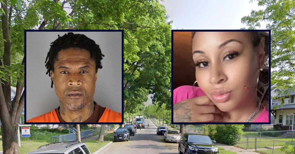 Inset, left to right: David E. Wright (Hennepin County Jail) and Mariah R. Samuels (GoFundMe). Background: The area in Minnesota where Wright allegedly killed Samuels (Google Maps).