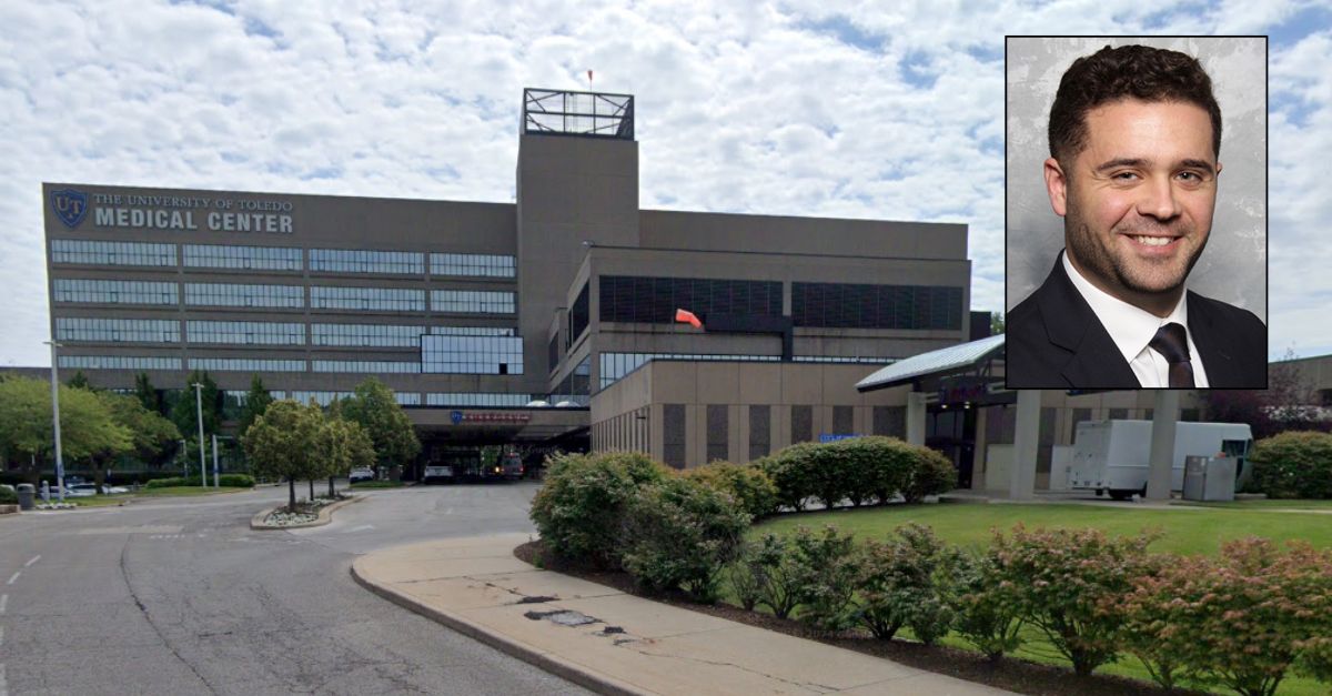 Background: The University of Toledo Medical Center in Toledo, Ohio (Google Maps). Inset: Hassan-James Abbas (WKYC/University of Toledo Medical Center). 