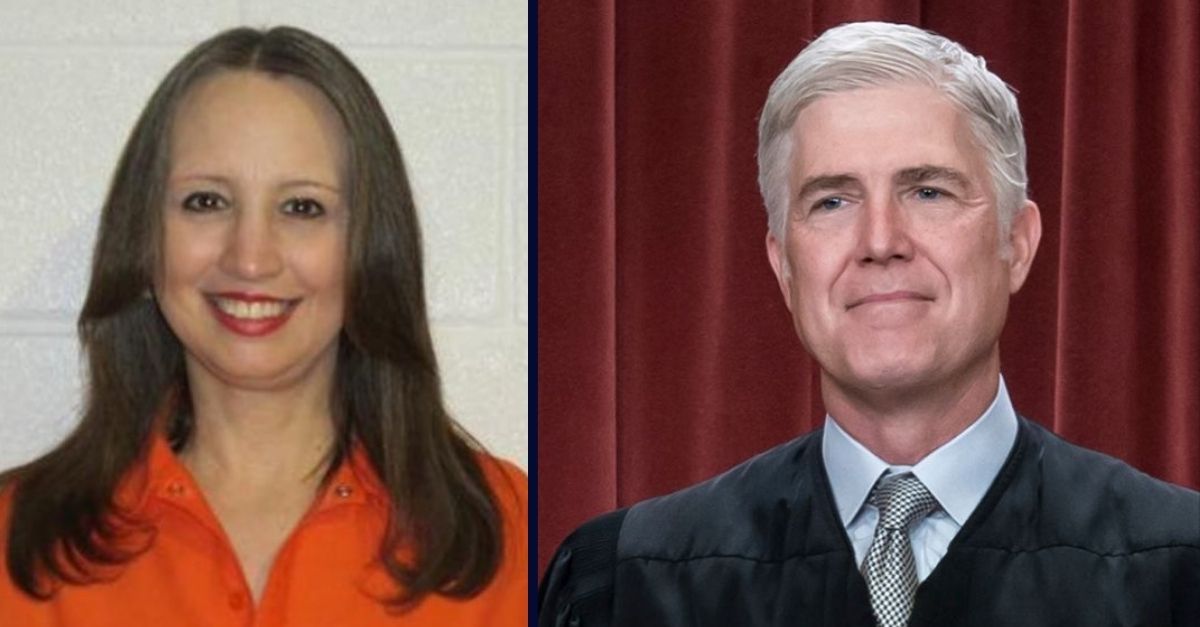 Brenda Andrew, on the left; Neil Gorsuch, on the right.