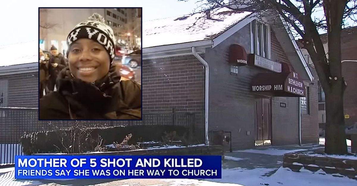 Inset: Kiara Jenkins. Background: The Chicago church that Kiara Jenkins was heading to when she was shot and killed in an alley behind her house (WLS).