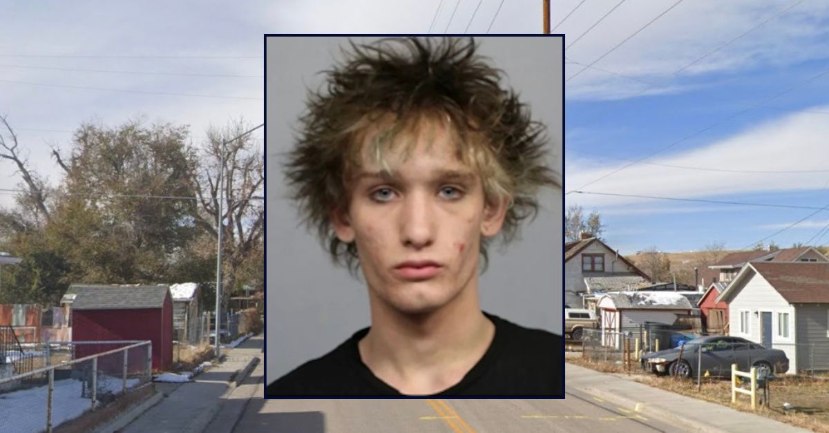 Inset: Evan J. Kirkendall (Casper Police Dept.). Background: The area in Casper, Wyoming where Kirkendall nearly killed a 17-year-old boy last year (Google Maps).