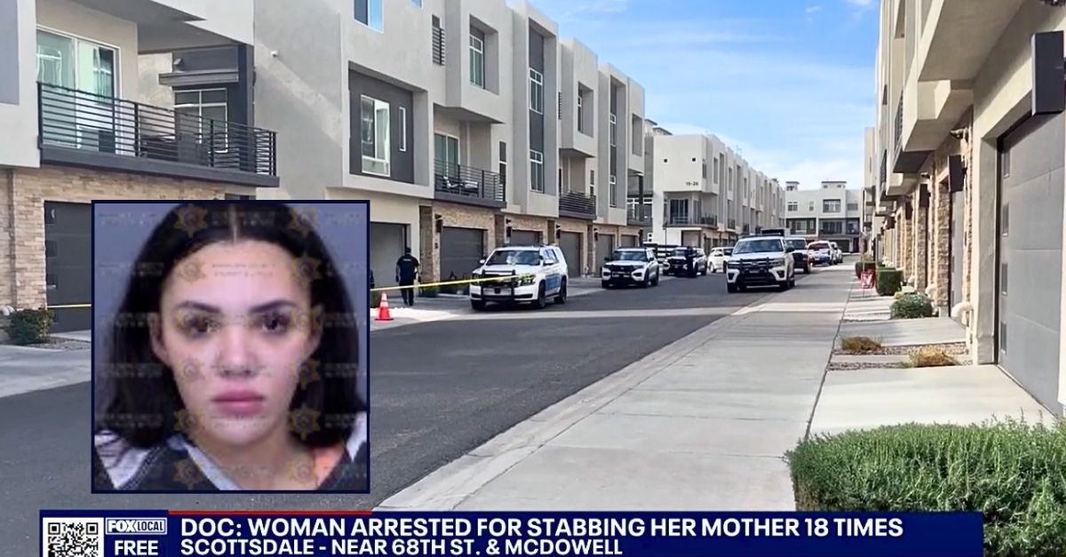  Police astatine  the Arizona condo wherever  Ashland Crank allegedly stabbed her ma  18 times (KSAZ). 